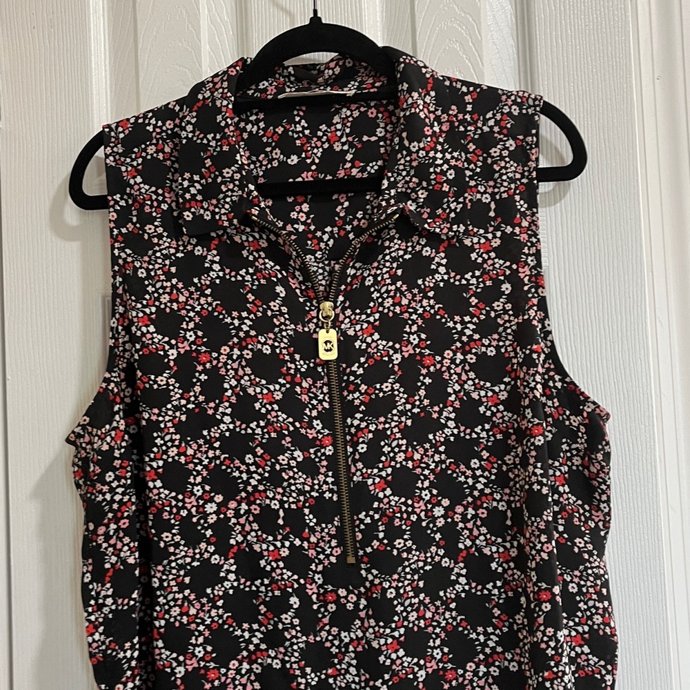 Michael Kors Black and Red Floral Blouse